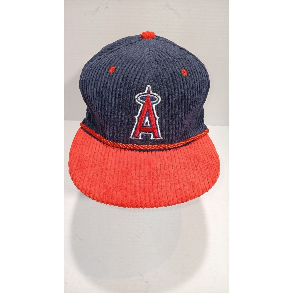 Vintage Anaheim Angels MLB Corduroy Snapback Hat Farmer John Sixth Man LA MLB